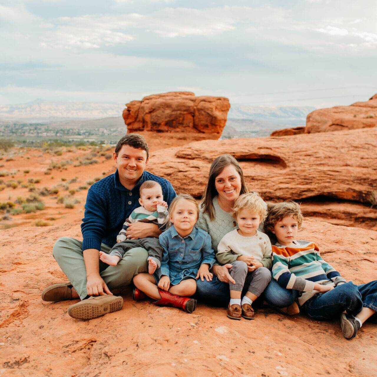 A family picture of the owners of Acton Academy St. George, a private school in St. George, UT.